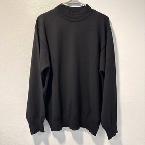 Cortina Men's Size-L 100% Merino Wool Pullover Sweater Made In Italy Black